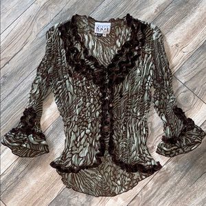 KERRN HART gorgeous brown/green blouse